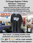 70 Charger Registry Shirts For Sale
