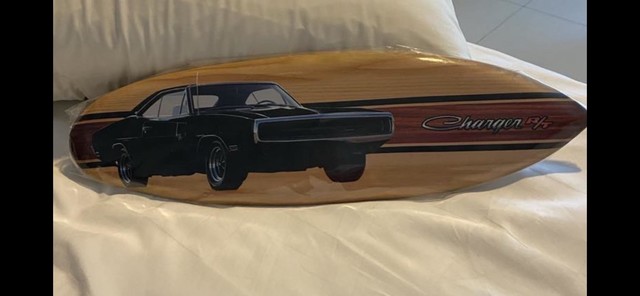 70 Charger surfboard wall art found in a shop in Bali Indonesia.